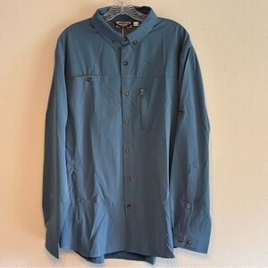 Outdoor Ventures Men's  Blue Lightweight Shirt Button Up Collar Size L